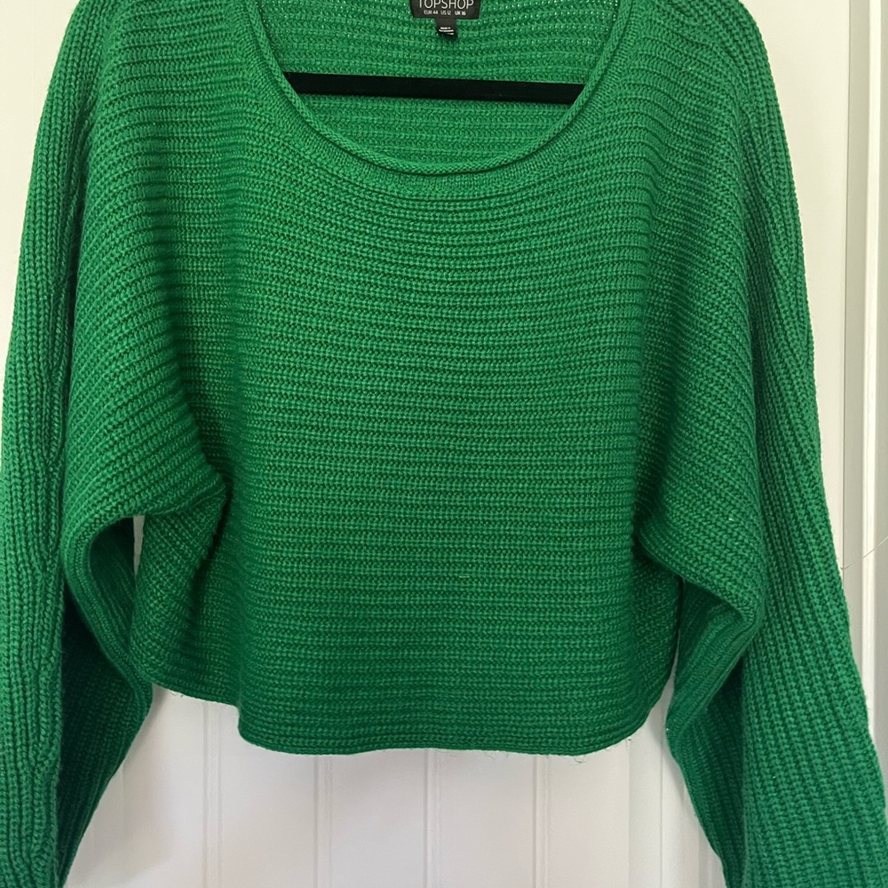 Topshop Vibrant Green Cropped Sweater